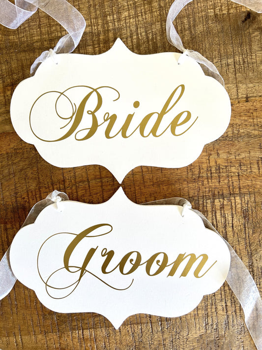 Bride & Groom Reception Chair Wedding Sign