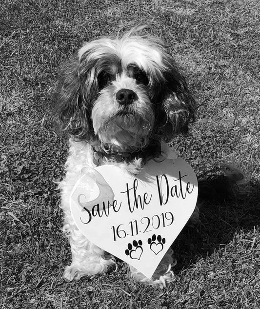 Save the Date!  Pet Friendly Heart Wedding Sign