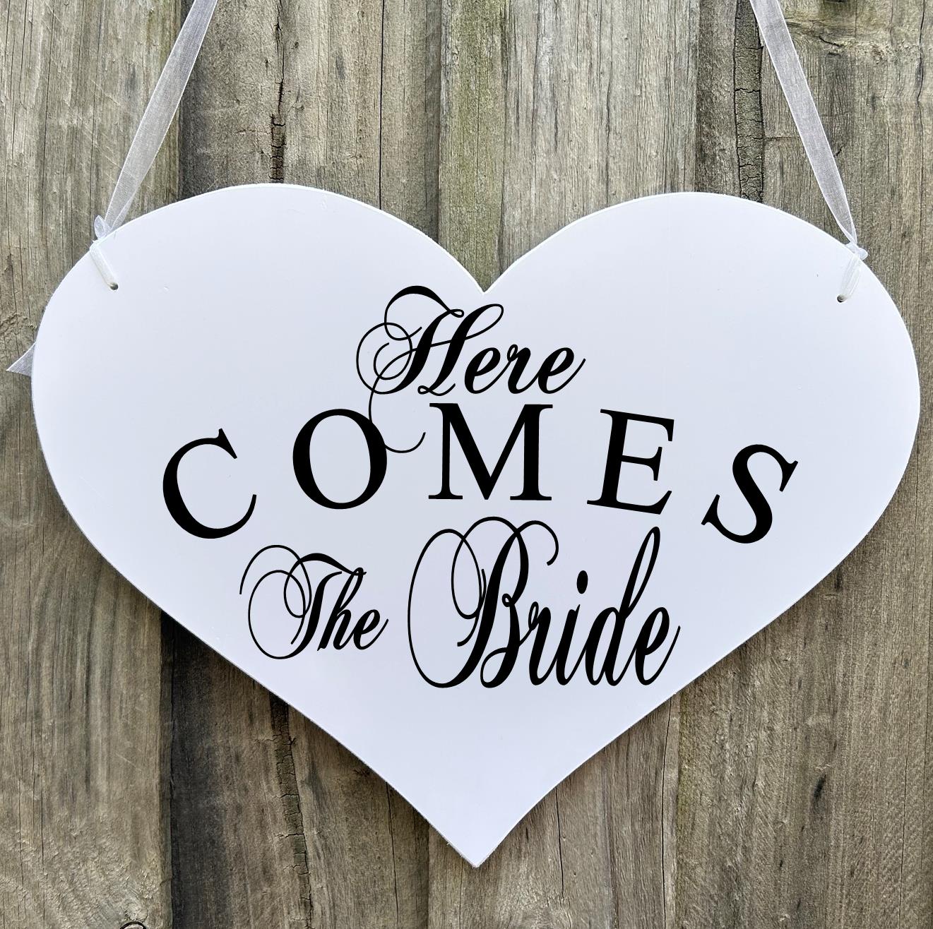 Here Comes The Bride Page Boy Flower Girl Heart Wedding Sign