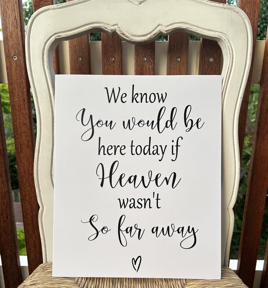 We Know You Would Be Here Today If Heaven Wasnt So Far Away Wedding Sign